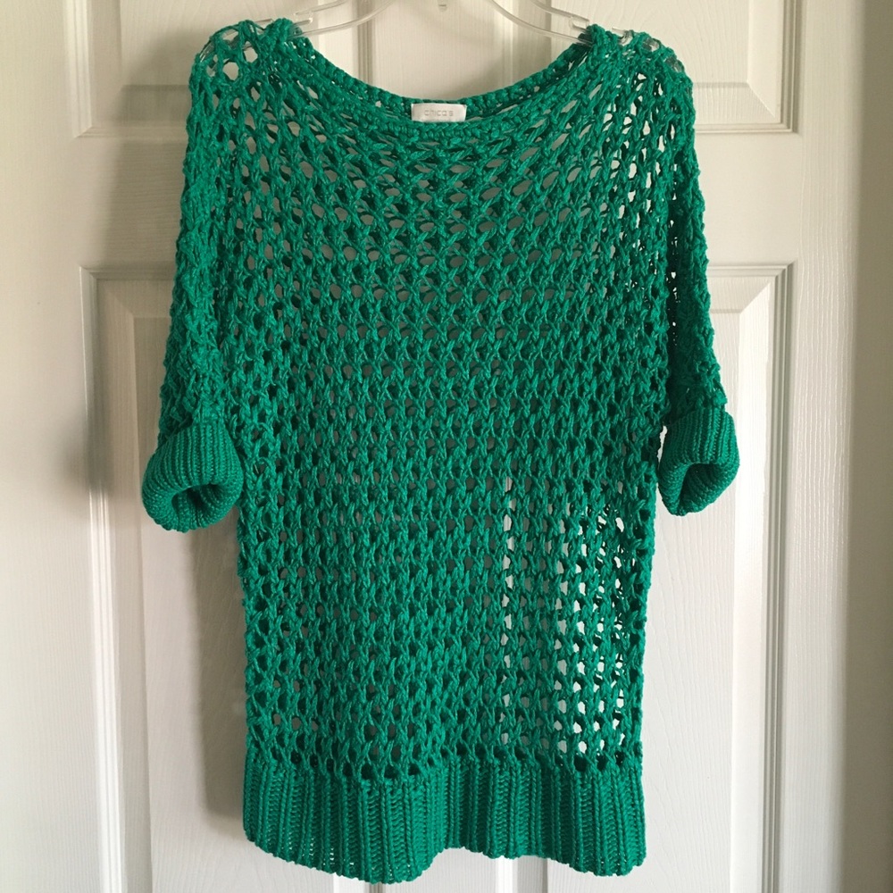 Bright Green crochet style top.